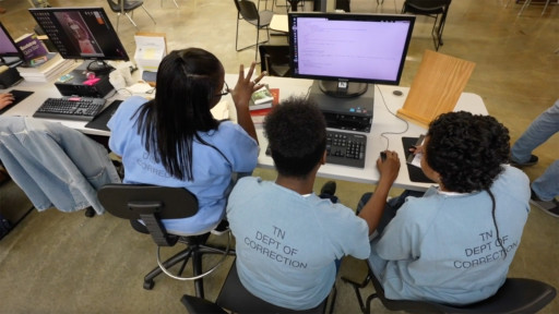 Women learning to code through Persevere's program